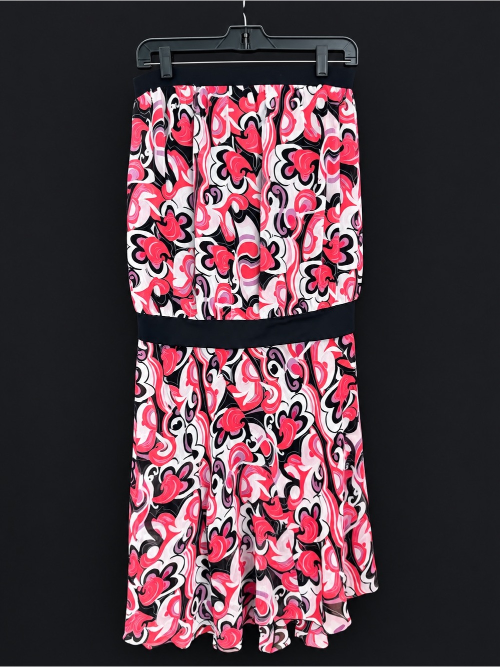 bebe Pink & Black Abstract Print Maxi Skirt